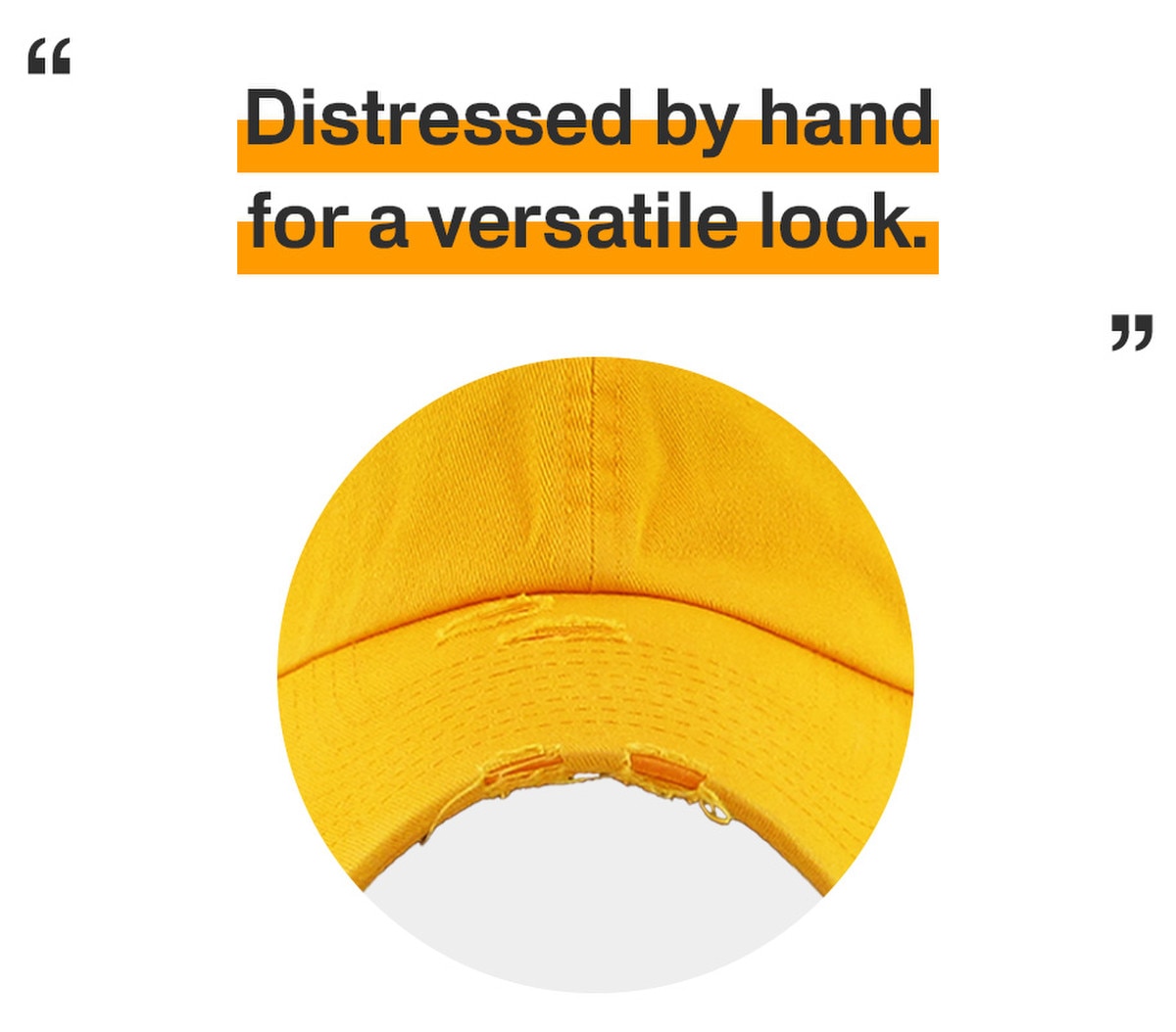 Gold Distressed Vintage Baseball Cap Front View